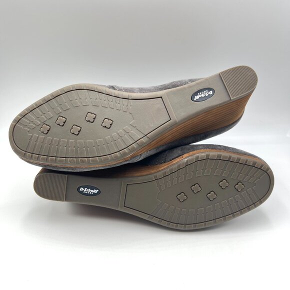 11W 11 WIDE WIDTH Dr Scholls Dakota Gray Microsuede Wedge Ankle Boots Shoes - Picture 9 of 13